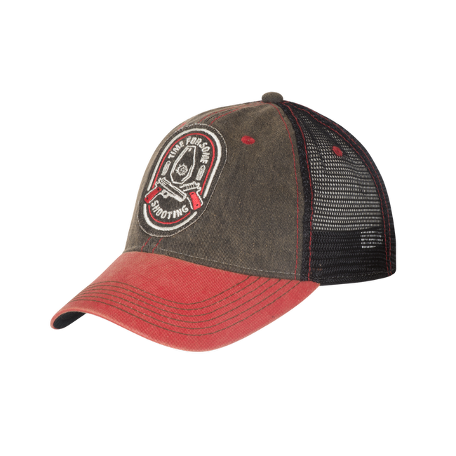 SHOOTING TIME TRUCKER CAP - DIRTY WASHED COTTON - Helikon-Tex® - DIRTY WASHED BLACK/DIRTY WASHED RED