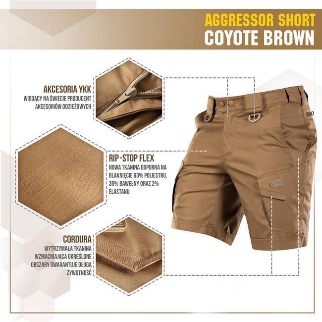 SHORT PANTS AGGRESSOR SHORT - COYOTE BROWN - M-TAC