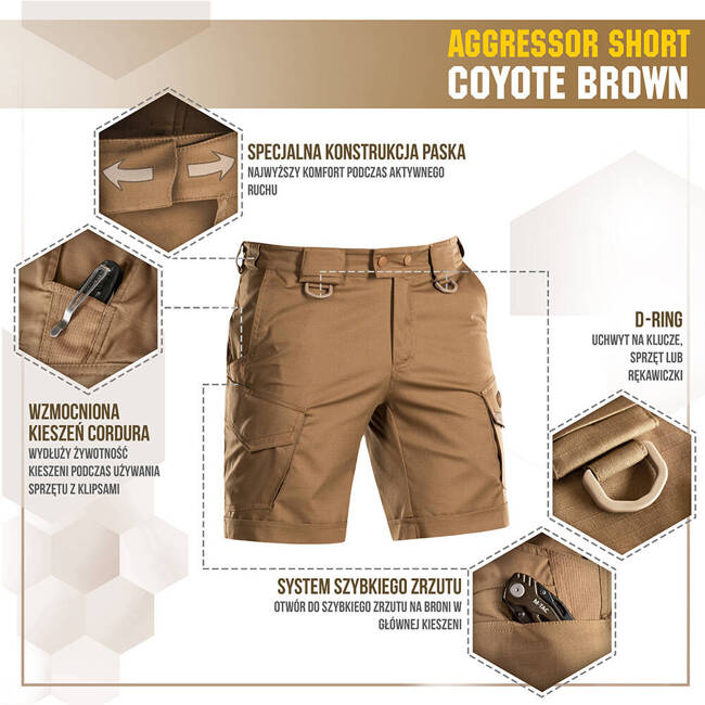 SHORT PANTS AGGRESSOR SHORT - COYOTE BROWN - M-TAC