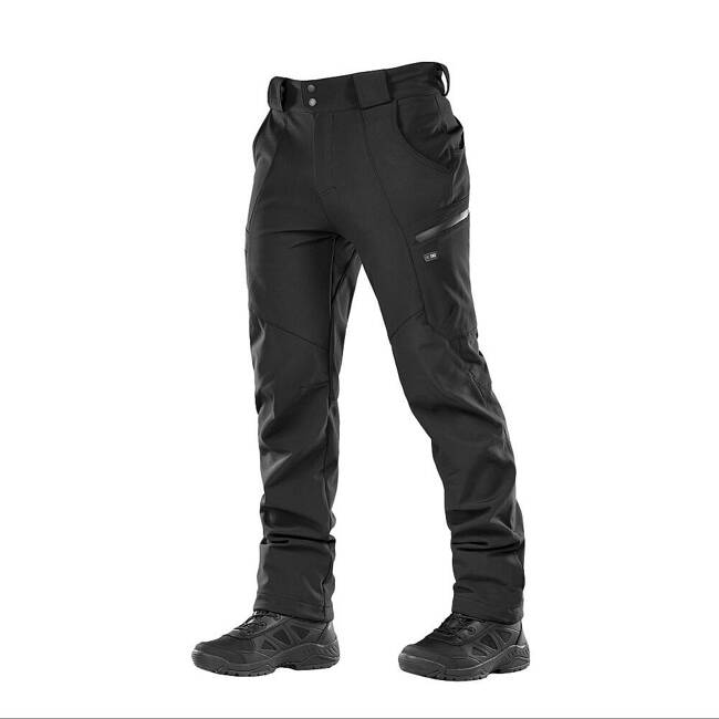 SOFTSHELL TACTICAL WINTER TROUSERS, BLACK - M-TAC