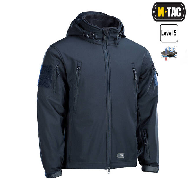 SOFTSHELL WINTER JACKET WITH LINING - M-TAC - NAVY BLUE - WITH BADGES - ISGU/DSU FIRE FIGHTERS