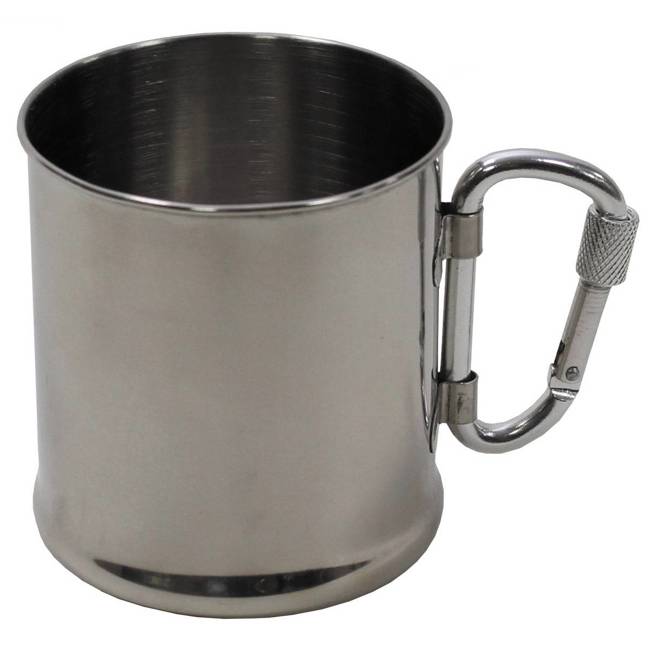 STAINLESS STEEL CUP WITH CARABINER HANDLE - 220 ML - Fox® Outdoor