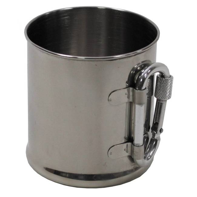 STAINLESS STEEL CUP WITH CARABINER HANDLE - 220 ML - Fox® Outdoor