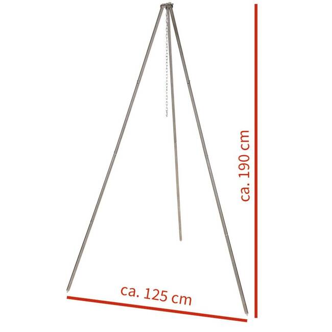 STAINLESS STEEL TRIPOD WITH CHAIN AND HOOK - 1.9 M - FOX OUTDOOR - MFH