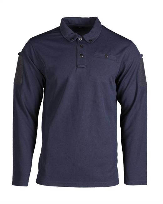 TACTICAL POLO SHIRT WITH LONG SLEEVES - QUICK DRYING - Mil-Tec® - DARK BLUE