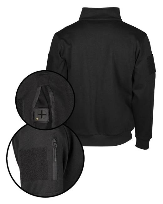 TACTICAL SWEATSHIRT WITH ZIPPER - Mil-Tec® - BLACK 