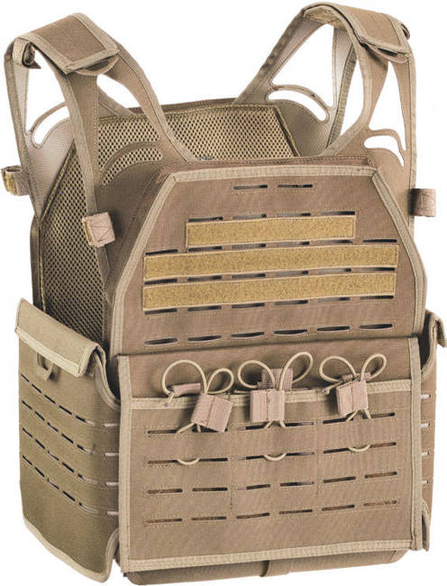 TACTICAL VEST FOR BALLISTIC PLATES - LASERCUT, WITH MOLLE SYSTEM - Defcon 5® - COYOTE TAN