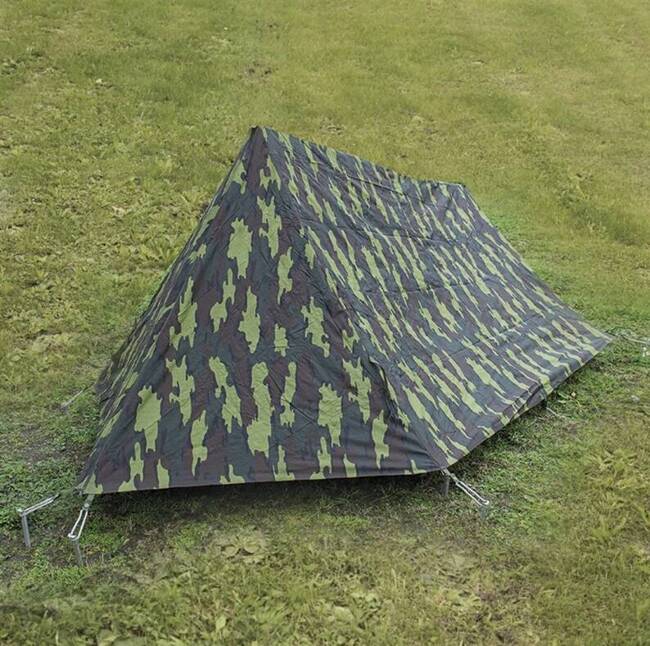 TENT 2 PERSONS - M-56 - WITH 2 LAYERS - BELGIAN CAMOUFLAGE - MILITARY SURPLUS BELGIAN ARMY - USED