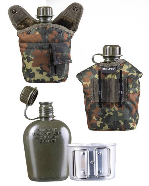 US PLASTIC CANTEEN - WITH CUP AND COVER - 900 ML - FLECTAR