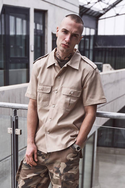 US shirt with short sleeves - Beige - Brandit