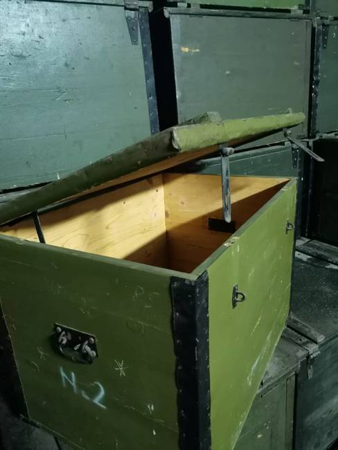 WOODEN MILITARY STORAGE CRATE - ROMANIAN ARMY SURPLUS - NO.2 - 85 x 58 x 63 CM