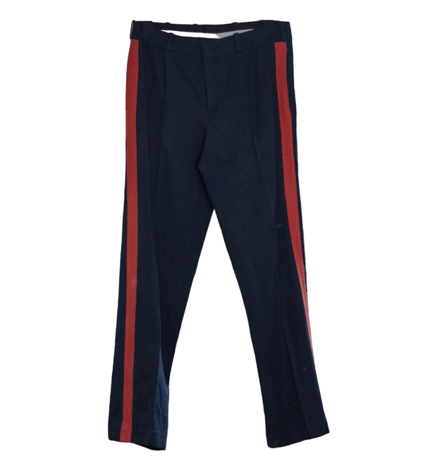 Winter suit trousers for pupils/students - Romanian military surplus - Navy blue with red stripe - used