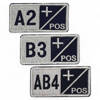 Blood group B3+ badge embroidered on ultramarine with metallic thread - hook-and-loop application