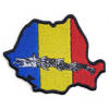 Emblema Romania tricolor cu lup dacic, cu aplicare Velcro (cu scai)