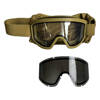 TACTICAL GOGGLES WITH SPARE LENSES - MILITARY SURPLUS ROMANIAN ARMY - DESERT - LIKE NEW