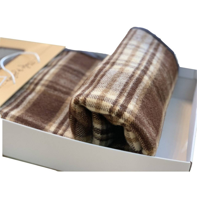 Romanian wool blanket, 150x200cm, brown/beige/cream premium