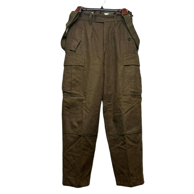 VINTAGE MDL M44 CARGO WORK TROUSERS - 80'S - UNISEX - 27" - OD GREEN - MILITARY SURPLUS GERMAN ARMY