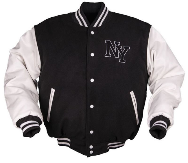 NY BLACK/WHITE BASEBALL JACKET W. PATCH