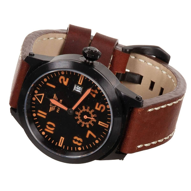 Watch, "FLIEGER", brown leather bracelet, with case