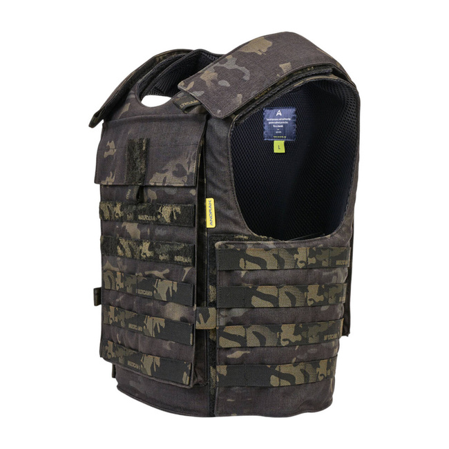 TACTICAL SOFT ARMOR VEST WITH “MOLLE” SYSTEM - TACTICAL II - FR/BK/SH - ANORAK - MULTICAM BLACK