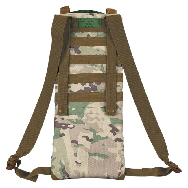 HIDRATÁLÓ HÁTIZSÁK SZETT HÓLYAGGAL ÉS CSERÉLHETŐ SZELEPPEL - MOLLE SYSTEM - OPERATION CAMO - 2,5 L - MFH  