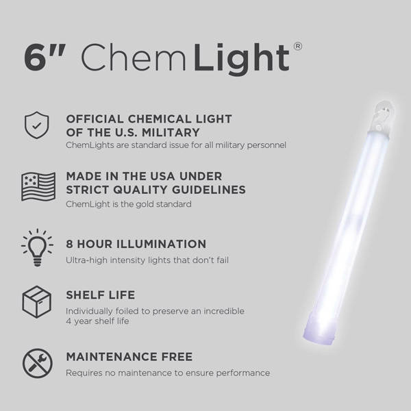 VILÁGÍTÓ PÁLCA 8 ÓRA - CYALUME® CHEMLIGHT - FEHÉR