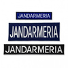 Emblemă "JANDARMERIA" spate, pe suport negru și aplicare tip Velcro (cu scai) - 20x5 cm