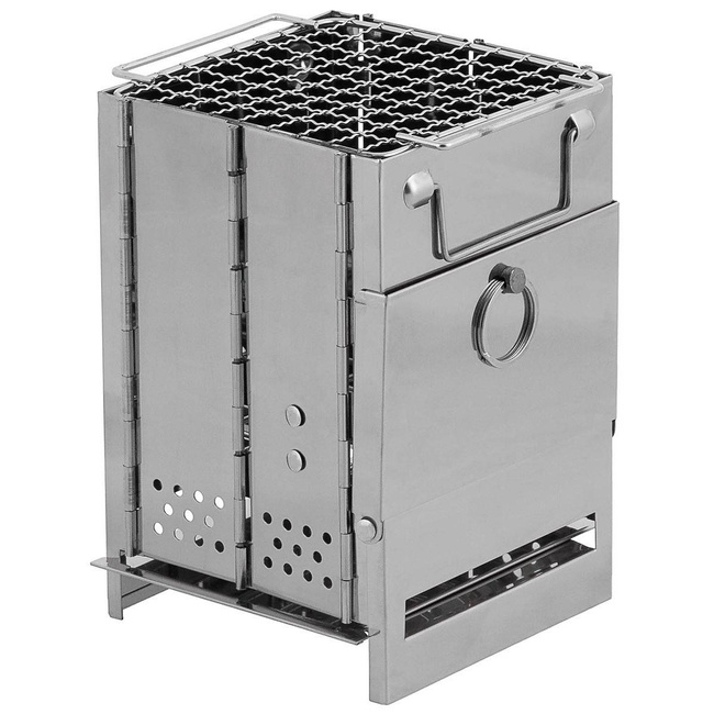 ROCKET STOVE WITH GRATE, FOLDABLE, MINI, STAINLESS STEEL - MFH