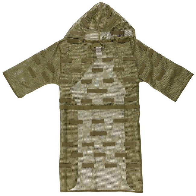 CAMOUFLAGE MESH COAT WITH FASTENING LOOPS - OLIVE GREEN - MFH