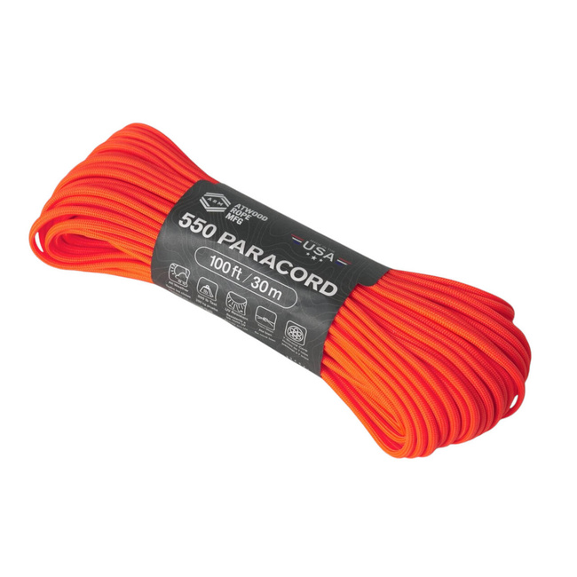 NYLON PARAKORD - 550 LBS - 30 M/100 FT - Helikon-Tex - NEON ORANGE