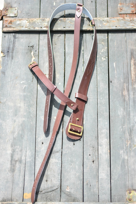 Brown leather belt - Romanian Army Surplus