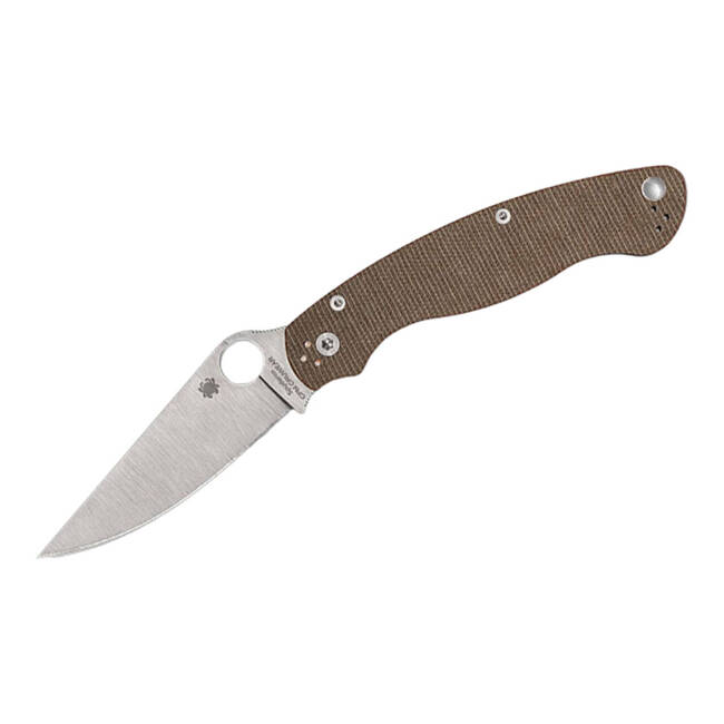 EDC KÉS MILITARY 2 BROWN CANVAS MICARTA CPM CRU-WEAR PLAINEDGE - SPYDERCO