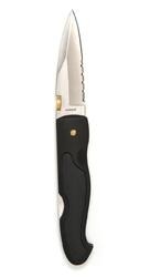 KÉS BLACK ONE-HAND OPENER KNIFE ´WOLF´ 3 1/2´´ HALF SERRATED BLADE