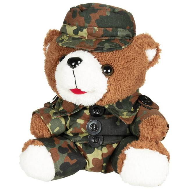 Plüss maci terepruhában,28 cm-es, flecktarn