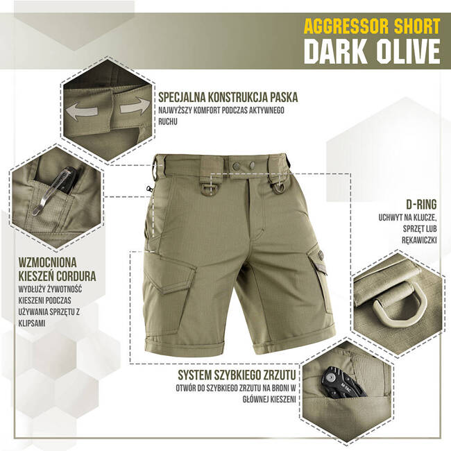 RÖVIDNADRÁG AGGRESSOR SHORT - DARK OLIVE - M-TAC