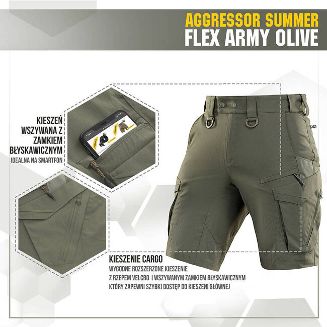 RÖVIDNADRÁG AGGRESSOR SUMMER FLEX - ARMY OLIVE - M-TAC