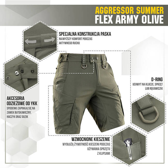 RÖVIDNADRÁG AGGRESSOR SUMMER FLEX - ARMY OLIVE - M-TAC