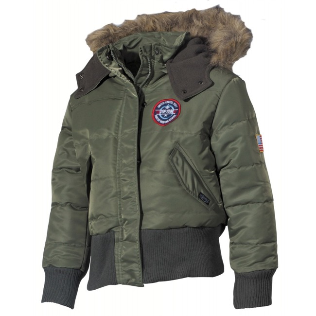 US Kids Pilot Jacket, N2B, OD zöld, prémes gallérral