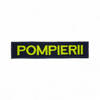 Ecuson POMPIERII piept cu text vernil fluorescent si contur rosu - aplicare Velcro (cu scai)- 12,5x2,5 cm