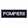 Emblema spate - POMPIERII - brodata pe suport negru cu contur bleumarin si text alb - aplicare Velcro (cu scai) - 20x5 cm